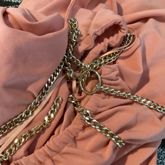 Ramy brook Ryder Chain-Trim High-Low Dress Peach Size Large - Picture 13 of 16